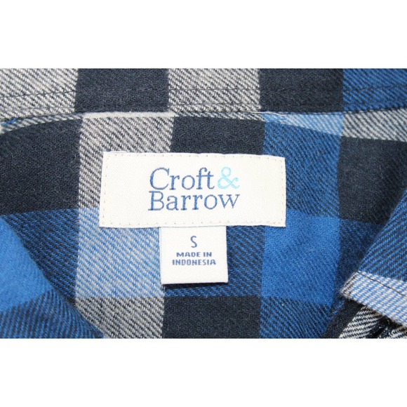Croft and Barrow Mens Blue Long Sleeve Extra Soft Flannel Collared Size S - Picture 3 of 6